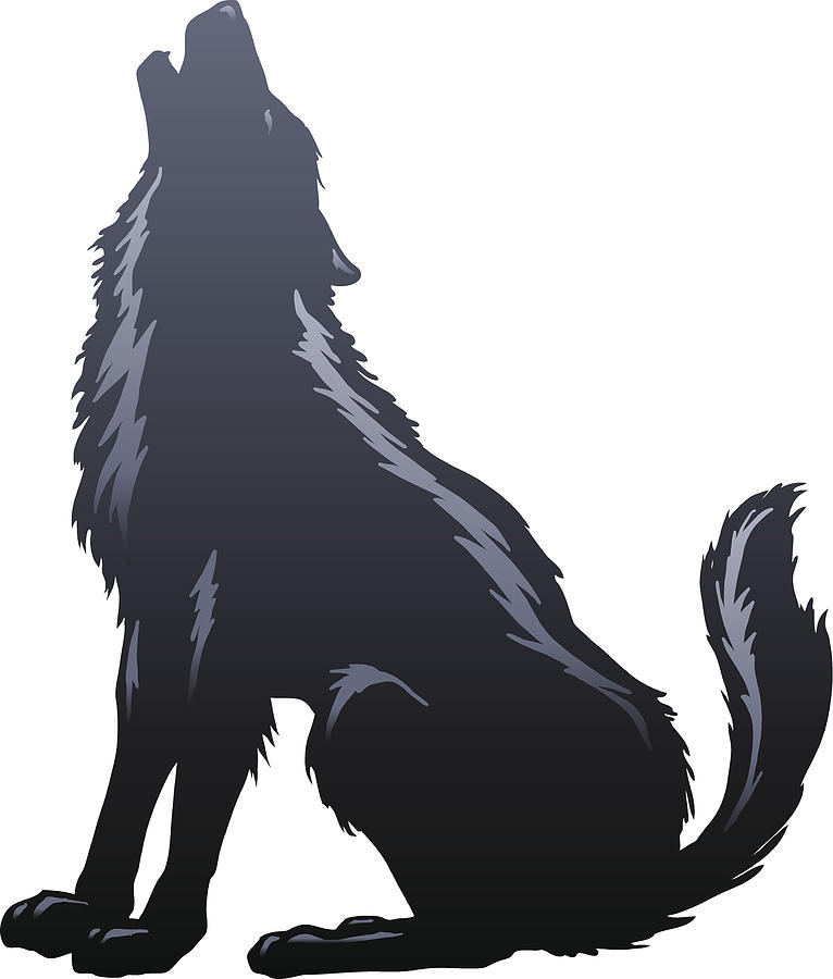 Wolf Howling Silhouette Drawing by XonkArts