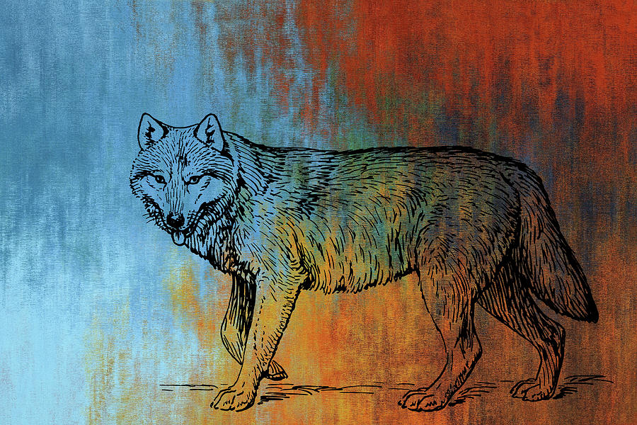 Wolf In Crimson and Blue  Mixed Media by Movie Poster Prints