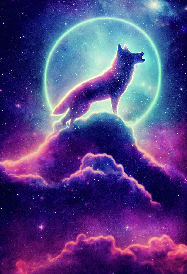 Wolf in the Clouds Digital Art by Billy Bateman