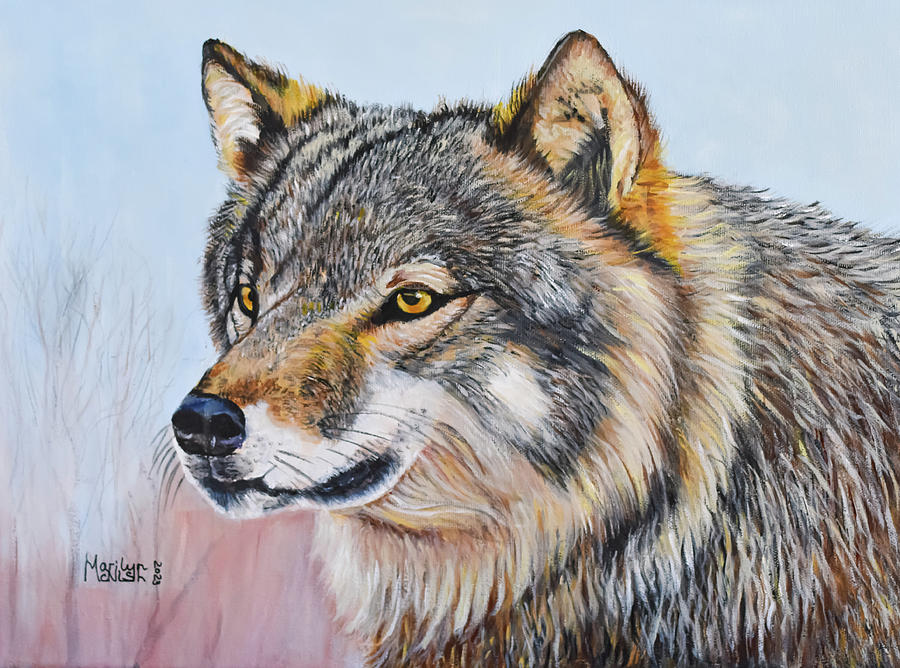 Cloud Wolf Lead Painting by Marilyn McNish