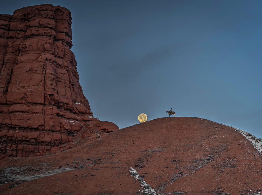 Wolf Moon at Chimney Rock Photograph by Laura Hedien