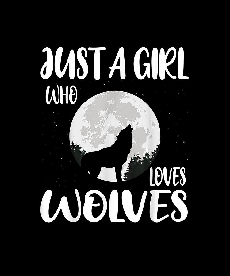 Wolf Moon Just A Girl Who Loves Wolves Drawing by Yvonne Remick