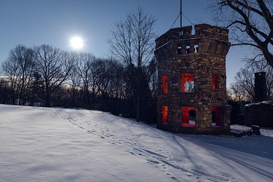 Wolf Moon over Bancroft Castle 2 Photograph by Brian Hale