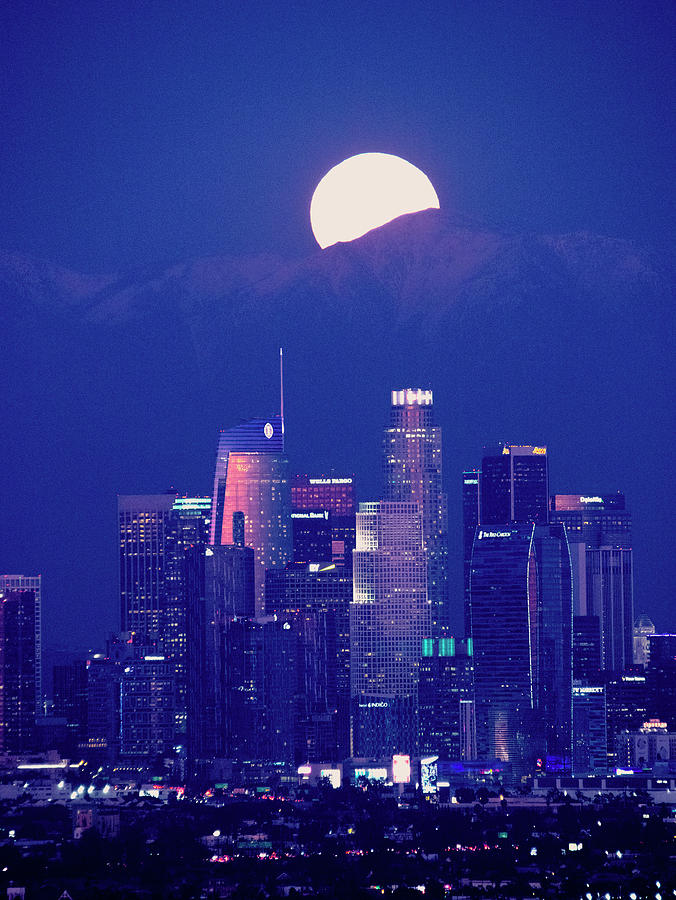 Wolf Moon over L.A. Photograph by Ross Kestin