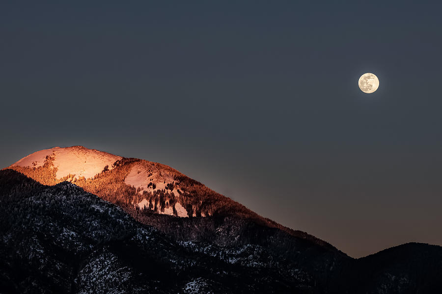 Wolf Moon over Taos MT Photograph by Elijah Rael