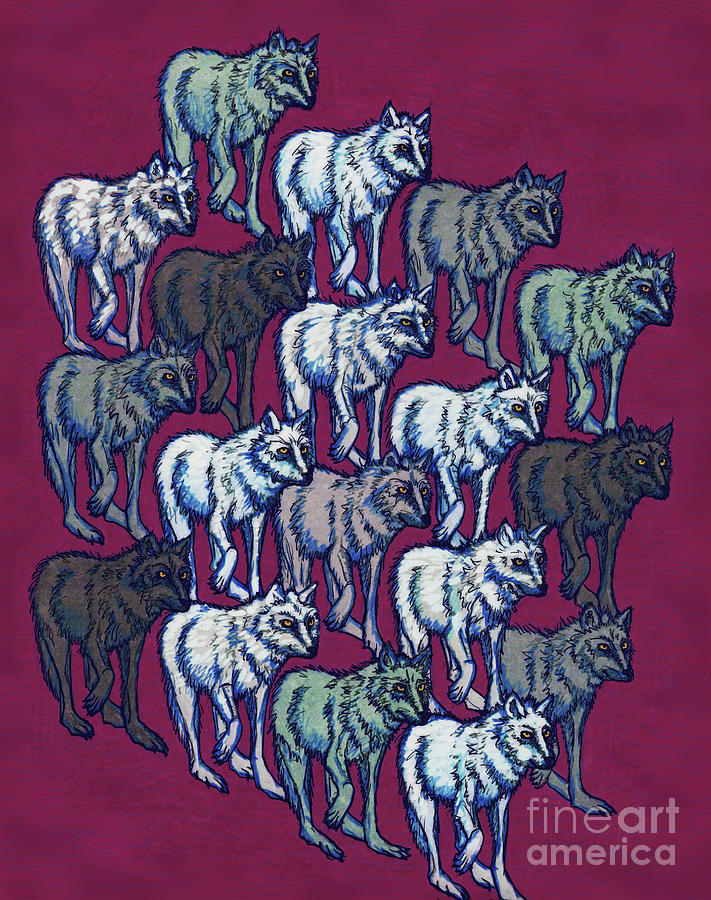 Wolf Pattern 4 Mixed Media by Amy E Fraser