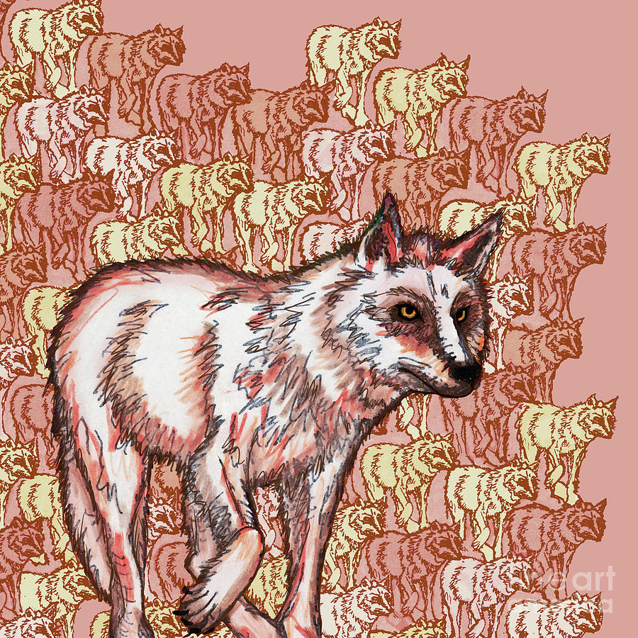 Wolf Pattern 8 Mixed Media by Amy E Fraser
