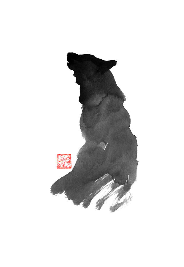 Dog Painting - Wolf by Pechane Sumie