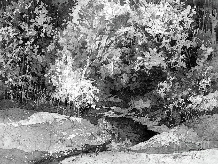 Wolf Pen Creek In Black And White Painting