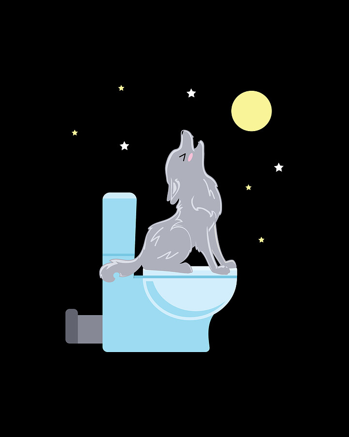 Wolf Toilet Toilet Howling Wilderness Digital Art by Moon Tees - Fine