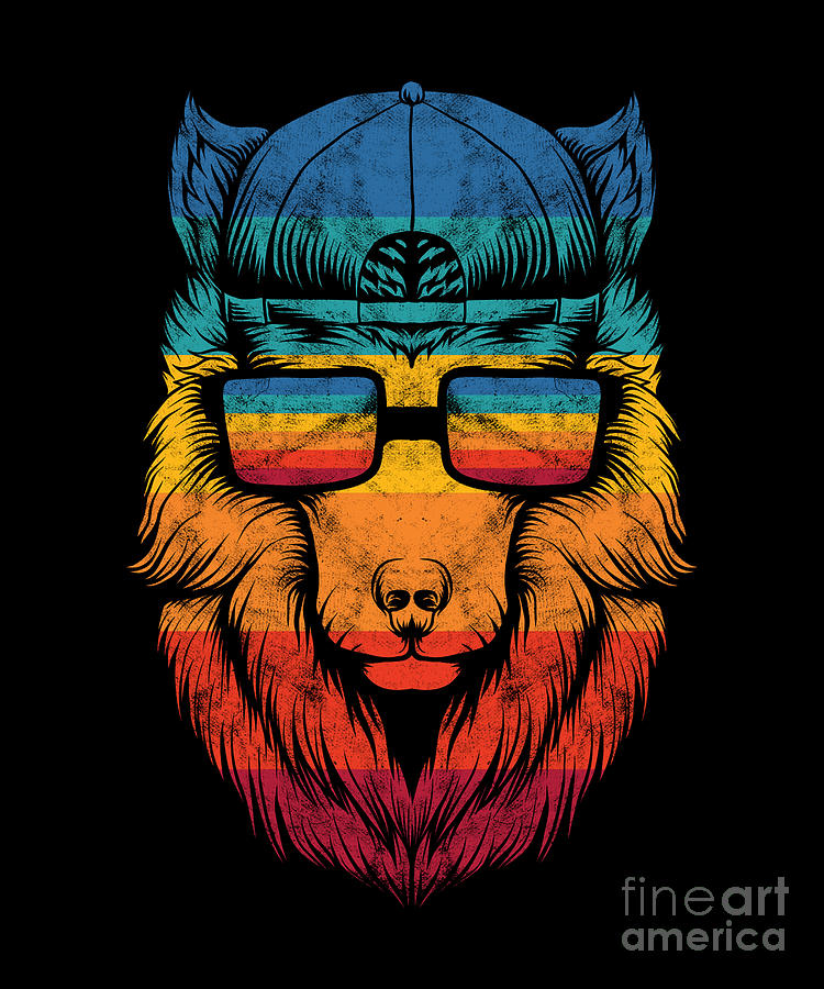 Wolf in Space Sunglass' Poster, picture, metal print, paint by Fox Republic  | Displate