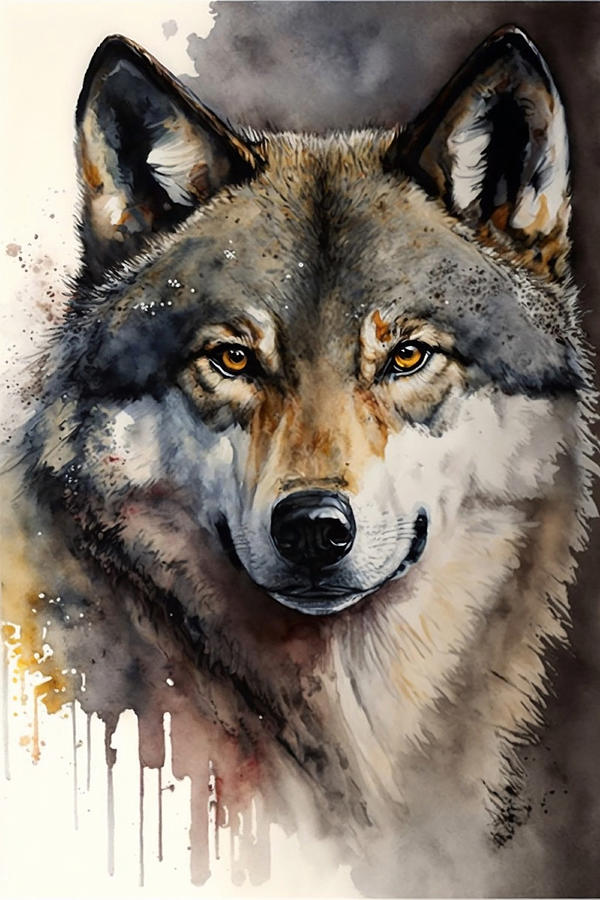 Wolf Watercolor Digital Art by Steve McKinzie