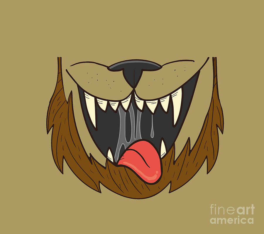 Wolf Werewolf Scary Halloween Mouth Tongue Teeth Open Digital Art by