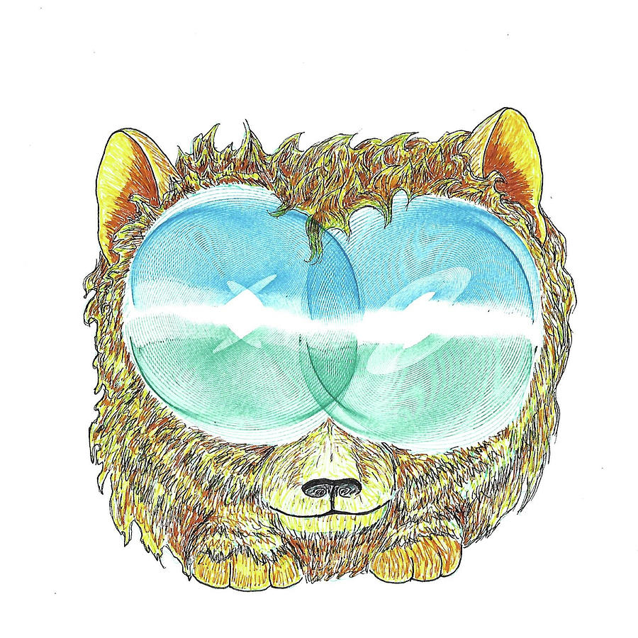 Wolf with Shades Drawing by Teresamarie Yawn