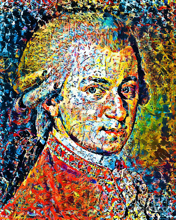 Wolfgang Amadeus Mozart in a Jackson Pollock Vibrant Abstract Expressionist World 20210305 Photograph by Wingsdomain Art and Photography