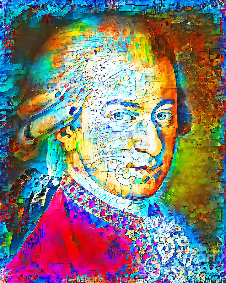 Wolfgang Amadeus Mozart in Contemporary Vibrant Colors 20200711 Photograph by Wingsdomain Art and Photography