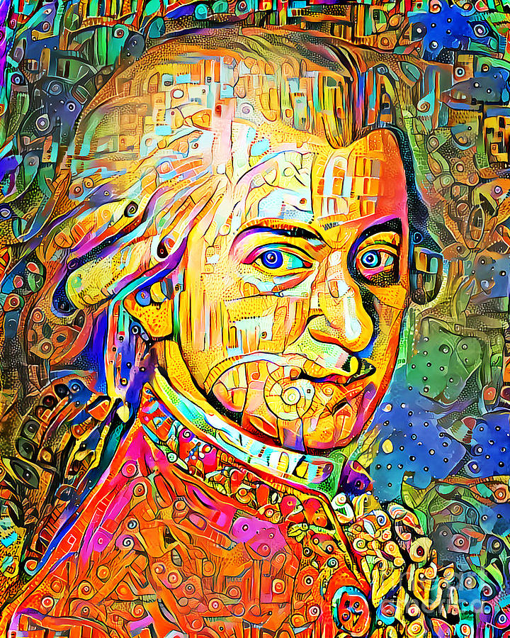 Wolfgang Amadeus Mozart in Vibrant Contemporary Cubism Colors 20200728v3 Photograph by Wingsdomain Art and Photography