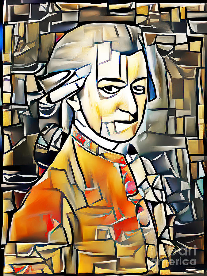 Wolfgang Amadeus Mozart in Vibrant Contemporary Cubism Colors 20210512 Photograph by Wingsdomain Art and Photography