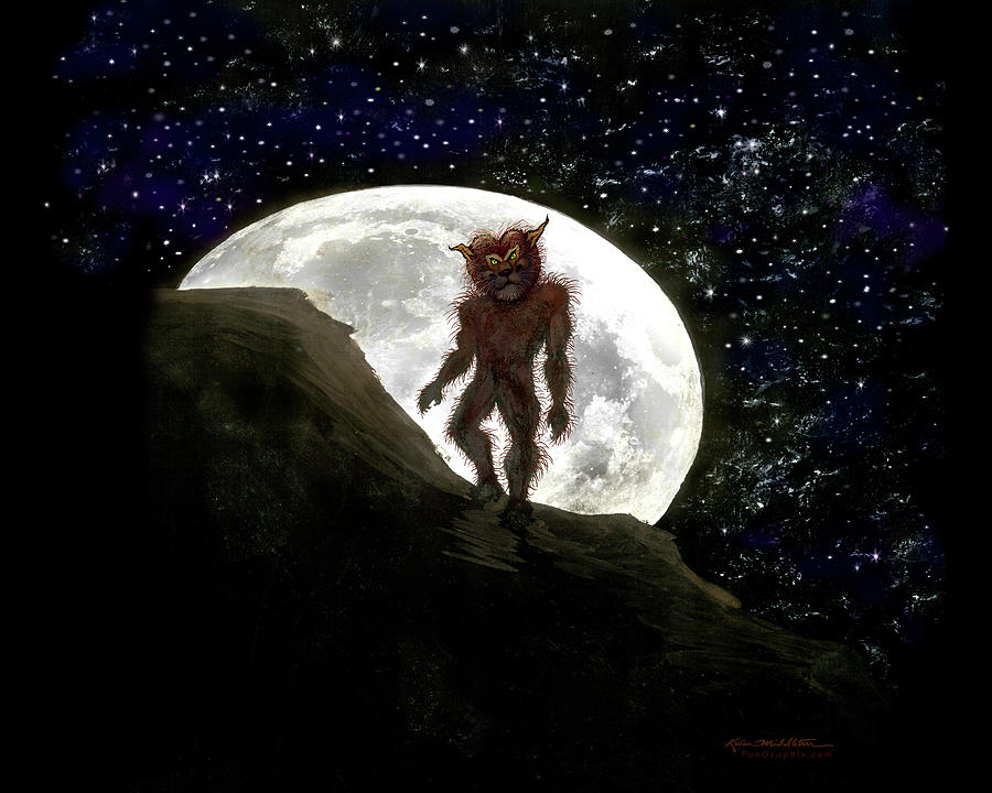 Wolfman at Full Moon Digital Art by Kevin Middleton