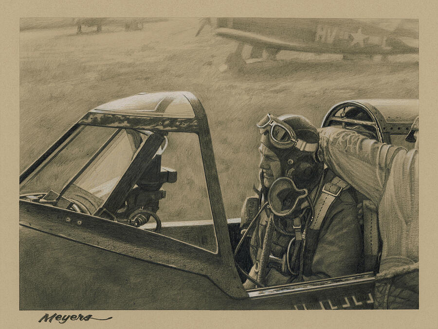 Goggle Drawing - Wolfpack Leader - 56th Fighter Group by Wade Meyers