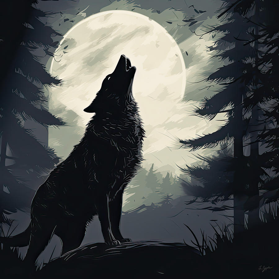 Wolfs Call - Wolf Art Painting by Lourry Legarde