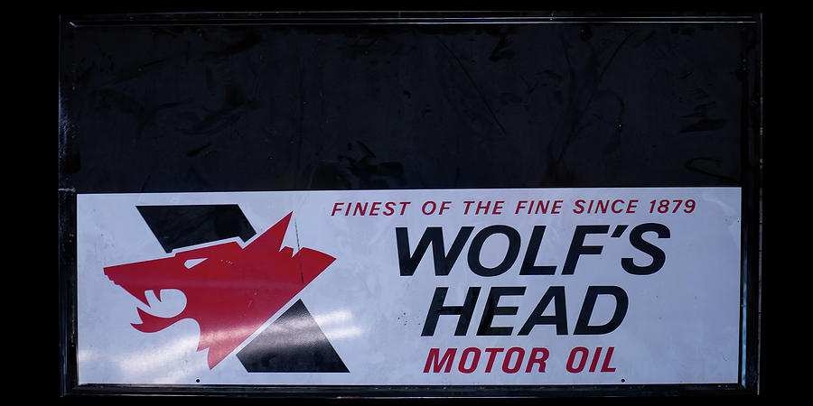Man Cave Sign Photograph - Wolfs head motor oil sign by Flees Photos