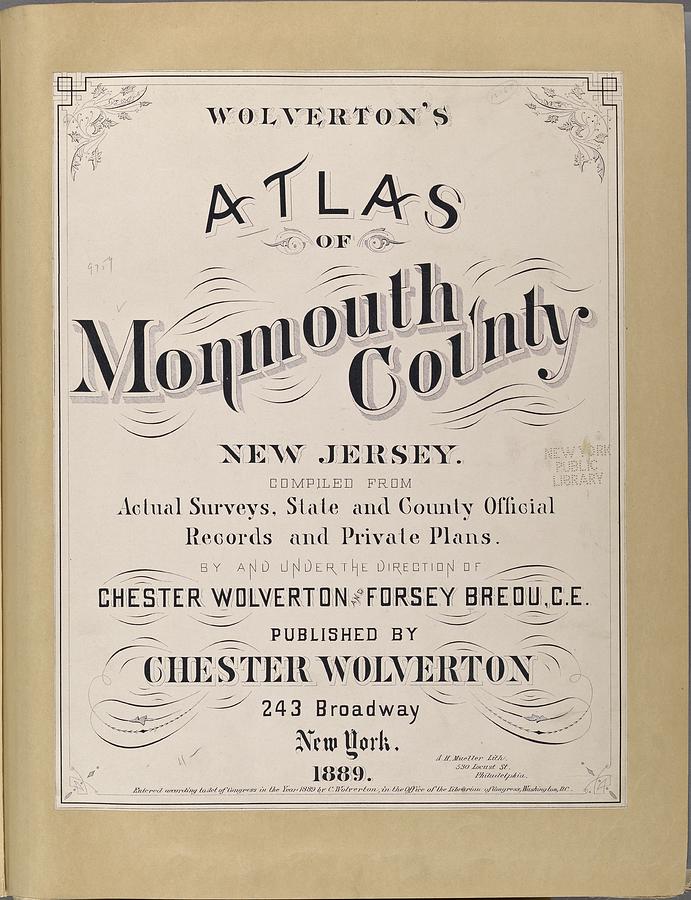 Wolverton s atlas of Monmouth County, New Jersey. Compiled from actual surveys, state and county off Painting by MotionAge Designs