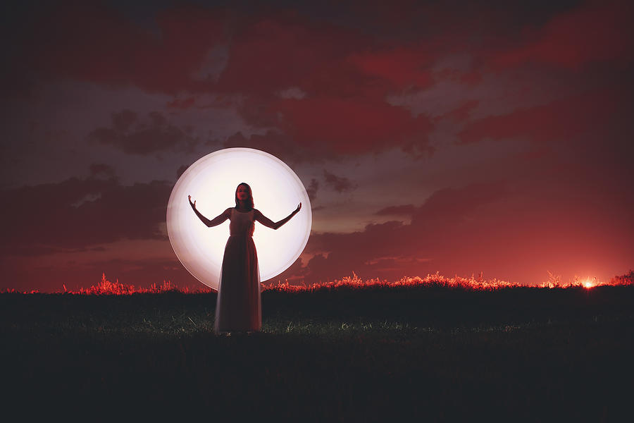 Woman and moon Photograph by Urbazon