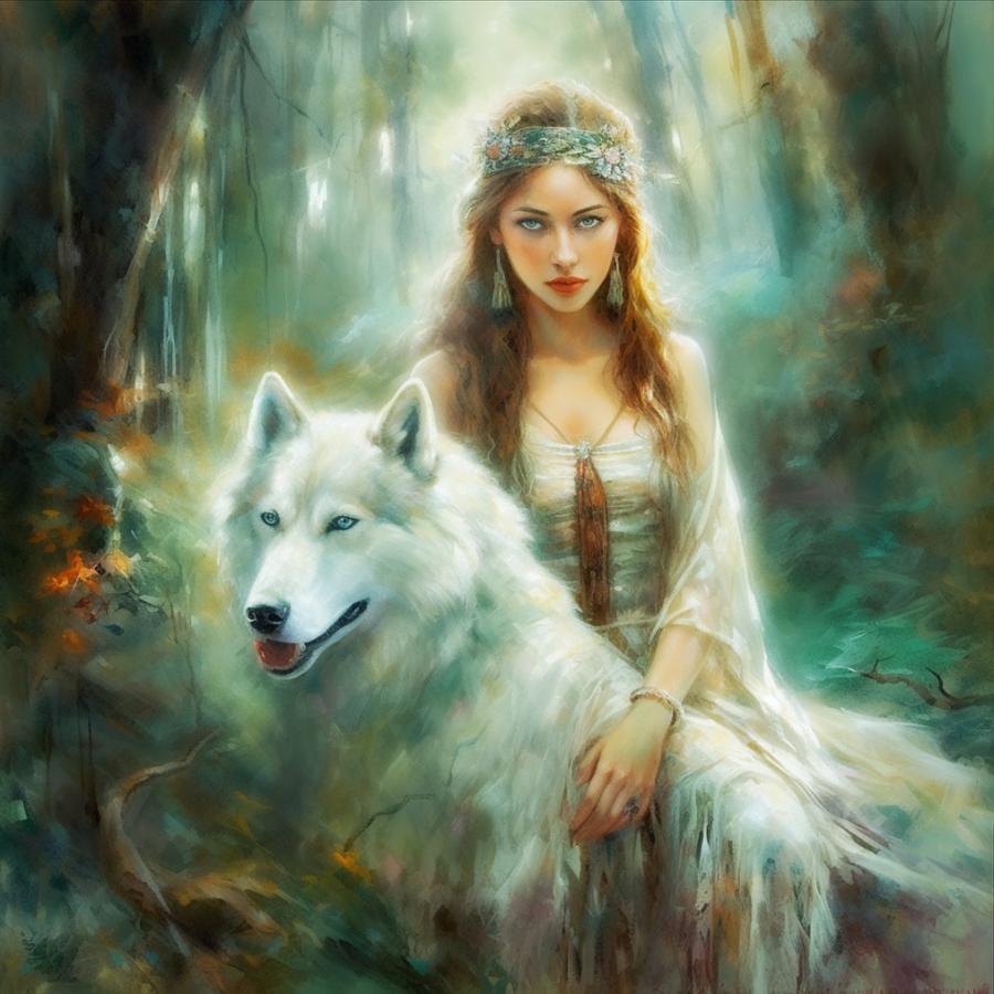 Woman and Wolf 8 Digital Art by Dawn Van Doorn - Fine Art America