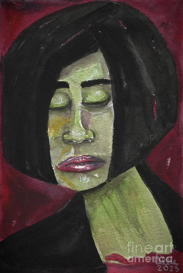 Woman Anguished Alone Painting by Allie Lily