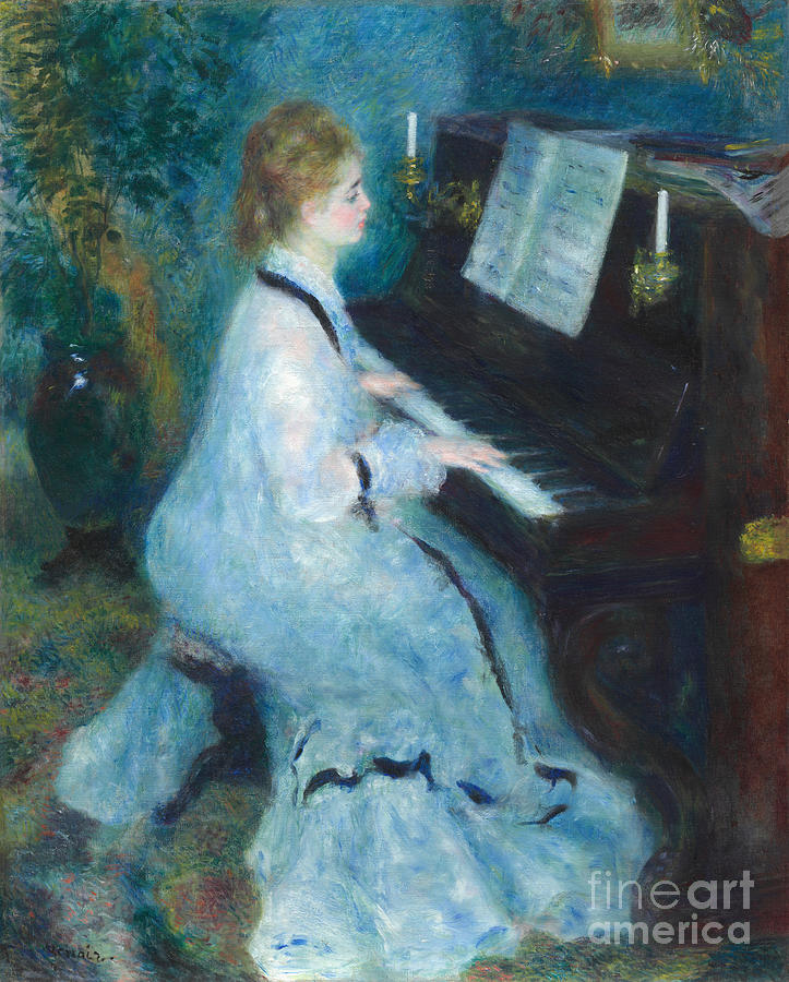 Woman Painting - Woman at the Piano by Renoir 1875 by Renoir