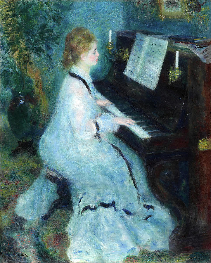 Woman at the Piano. Pierre-Auguste Renoir, French, 1841-1919. Painting by Pierre Auguste Renoir -1841-1919-
