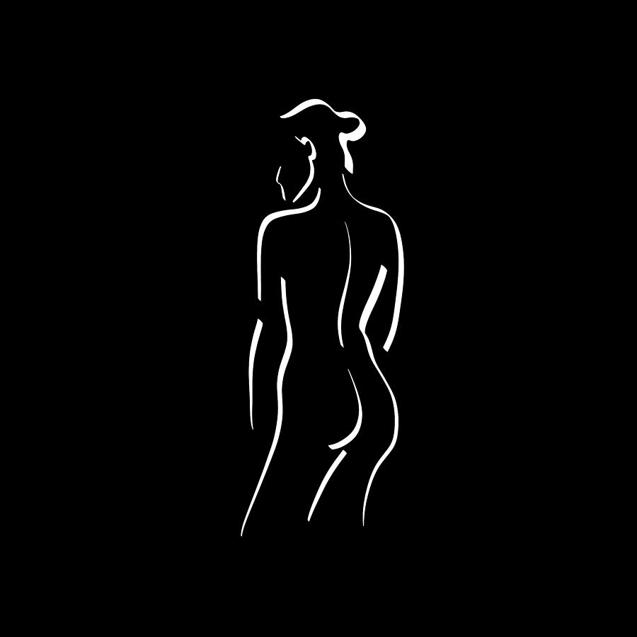 WOMAN BODY LINE ART WHITE Drawing female silhouette Minimalism Kids T-Shirt  by Lineartdesign - Fine Art America