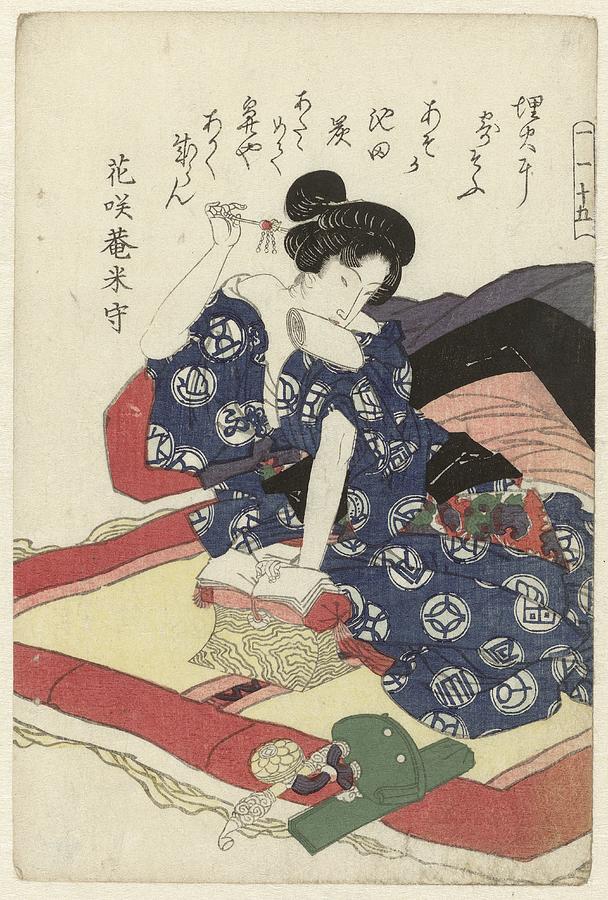 Woman beats futon on, anonymous, c. 1820 Painting by MotionAge Designs