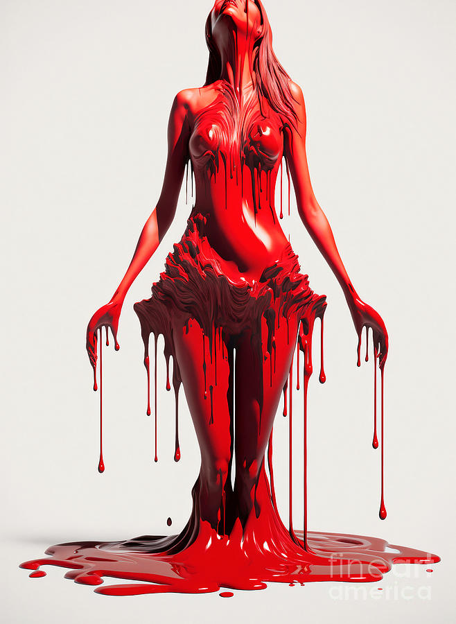 Halloween Painting - Woman Body Red Paint, No 01 by Mounir Khalfouf