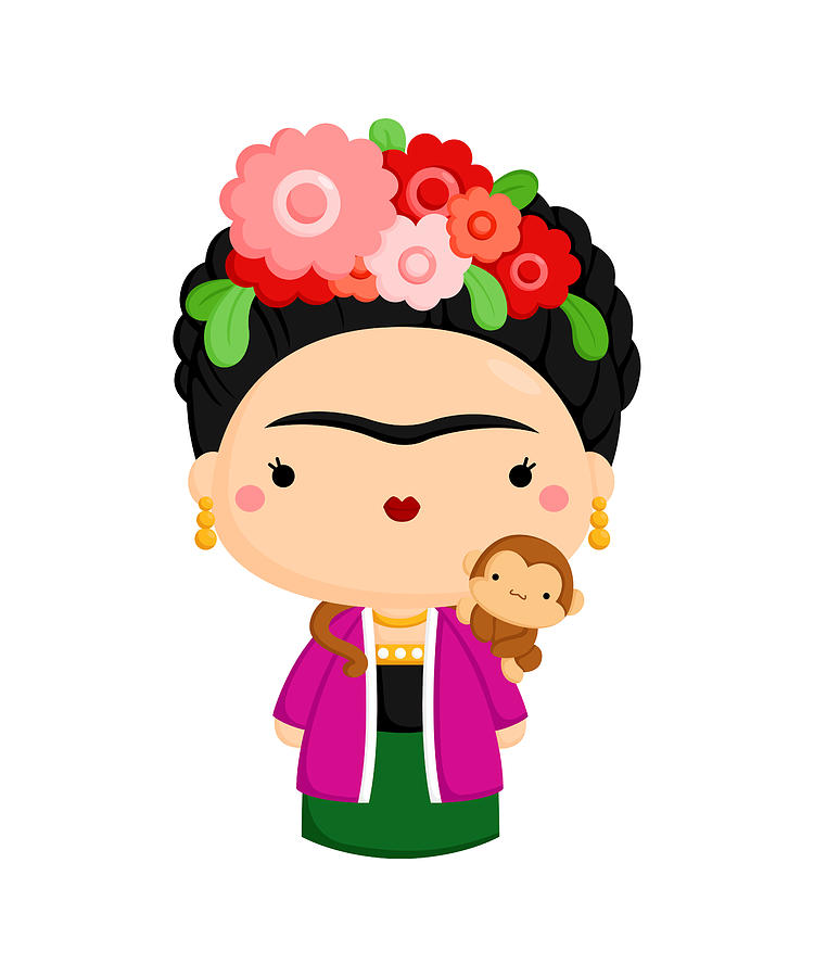 Woman Cartoon Clipart Frida Kahlo Painter 285 Mixed Media by Poster ...