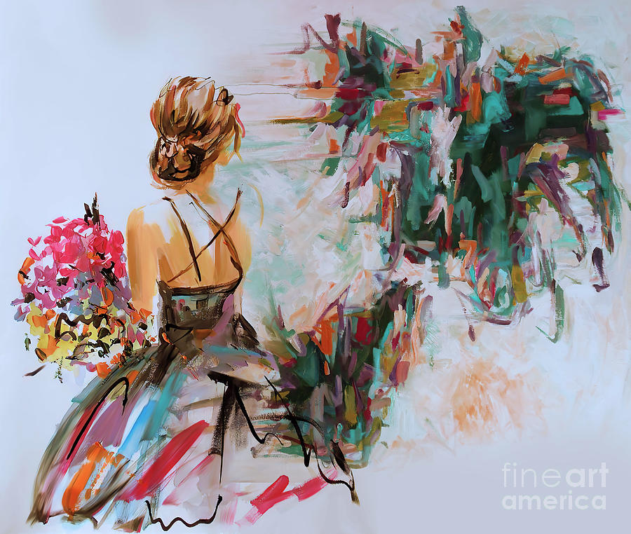 Woman Collecting flowers  Painting by Gull G