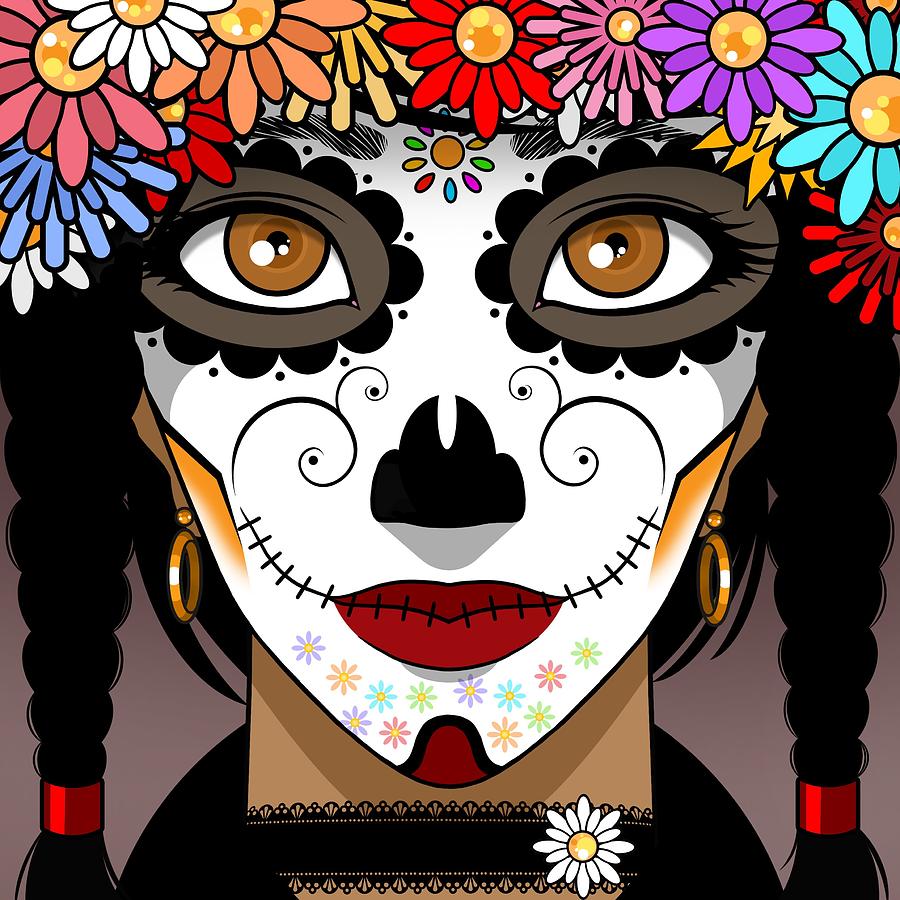 HD Printed Day of the Dead Face Group Painting room decor print poster canvas 