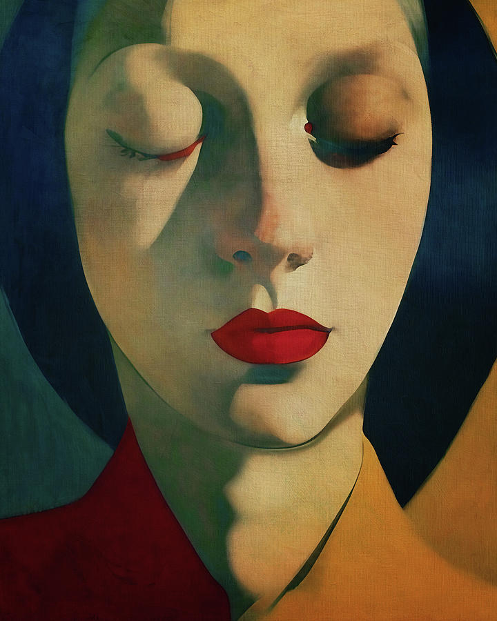 Woman daydreaming with her eyes closed Digital Art by Jan Keteleer