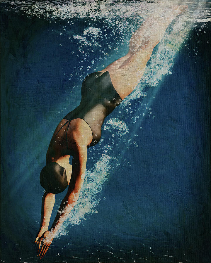 Woman Diving Into Water Digital Art by Jan Keteleer