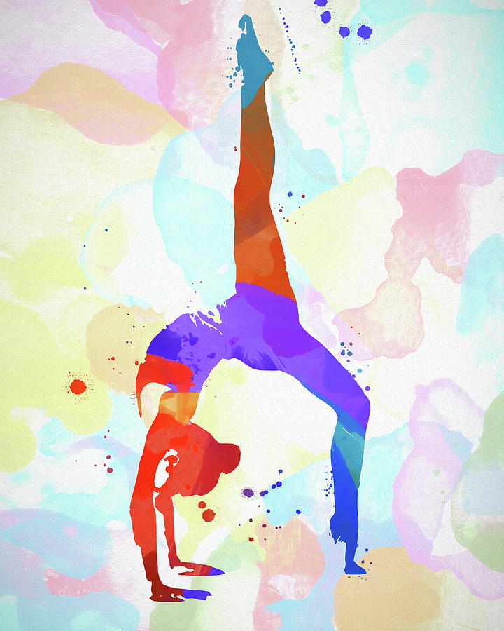Woman Doing Yoga Color Splash Painting by Dan Sproul