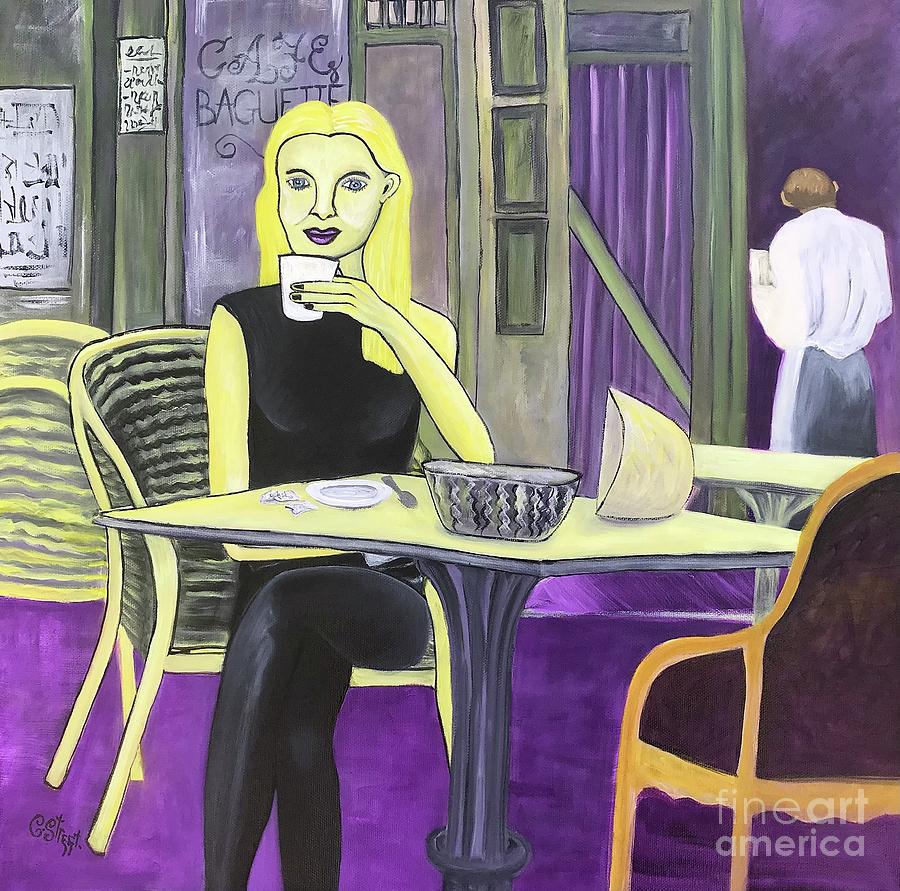 Woman Drinking Coffee Painting by Caroline Street