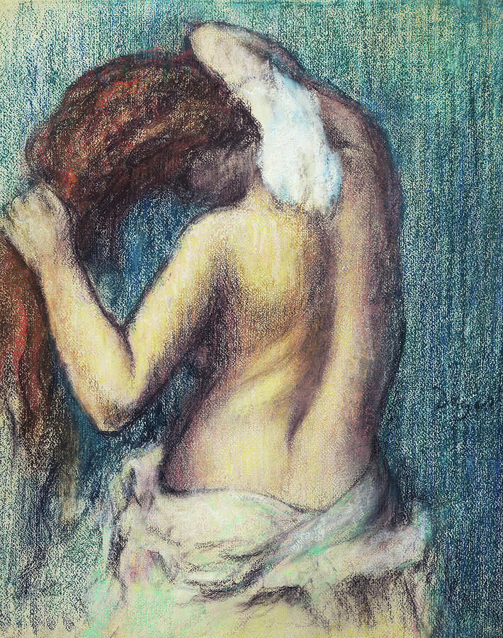 After The Bath Paint By Edgar Decas Reprint On Framed Canvas Wall Art Decor 