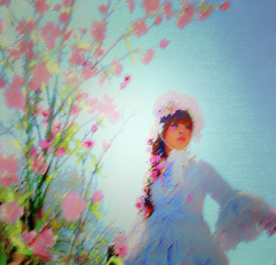 Woman framed by cherry blossoms Photograph by Bill Jonscher