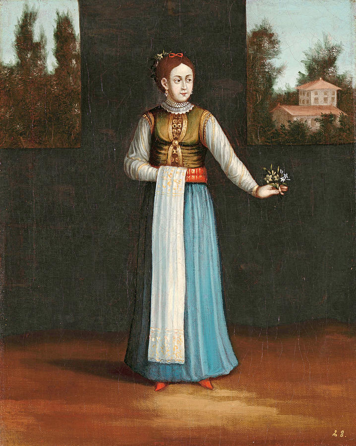 Woman from the Albanian Coast Painting by Workshop of Jean Baptiste Vanmour