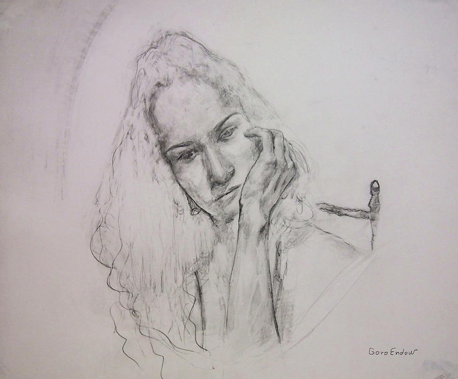 Woman Drawing by Goro Endow - Fine Art America