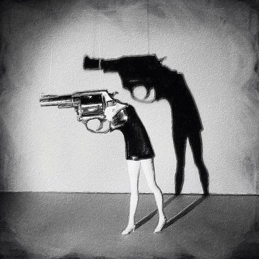 Woman Gun On Stage Painting by Tony Rubino