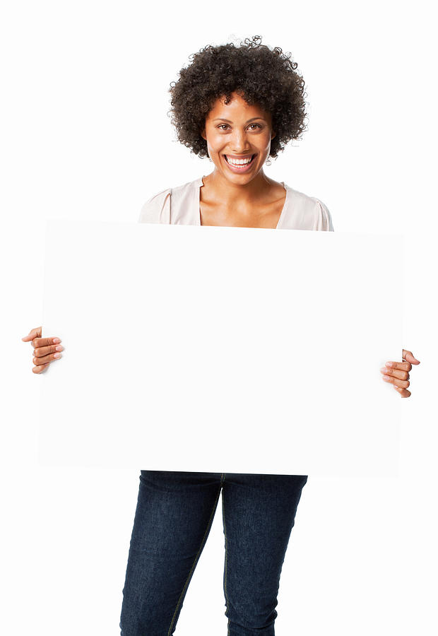 Woman Holding a Blank Sign Photograph by Neustockimages