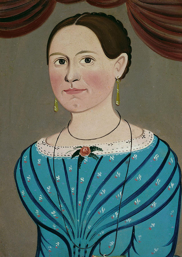 Woman in a Blue Dress Painting by School of William Matthew Prior