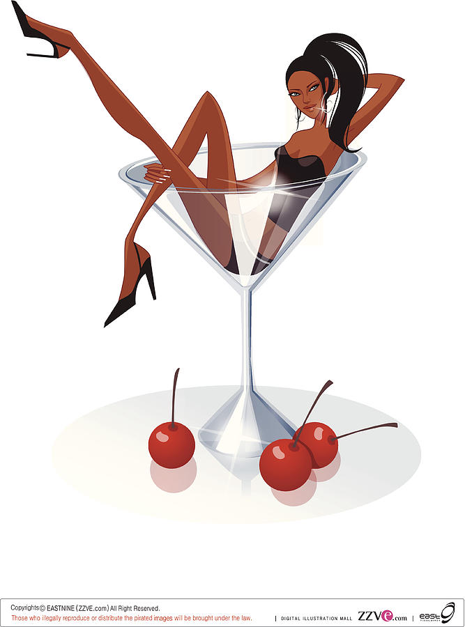 Woman in a martini glass Drawing by Eastnine Inc.